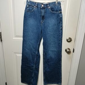 We The Free Mens Tinsley Baggy High Rise Straight Leg Blue Jeans Waist 28